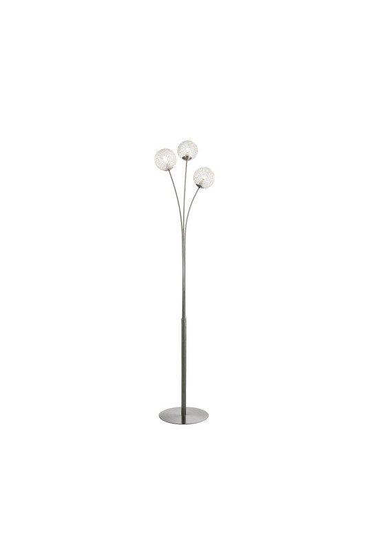 Hinton 3 Light Silver Floor Lamp with Glass Globe Shades