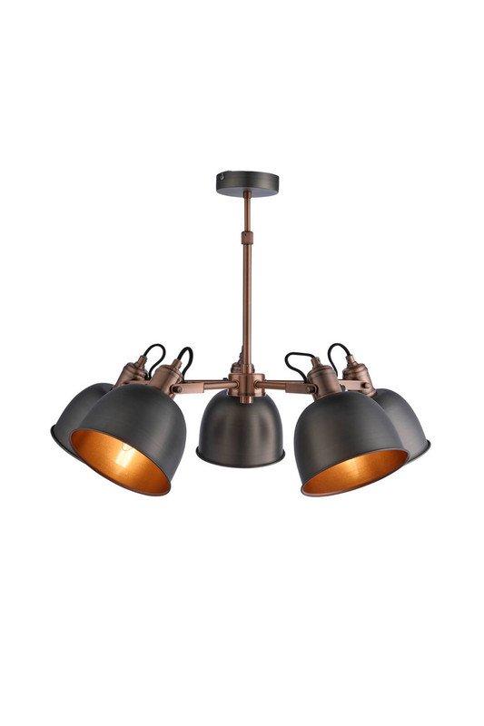 Langley 5 Light Chandelier - Pewter and Antique Copper Finish
