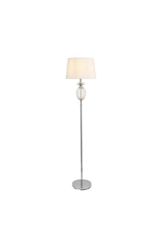 Darby Pineapple Floor Lamp - Glass and Chrome with White Tapered Shade