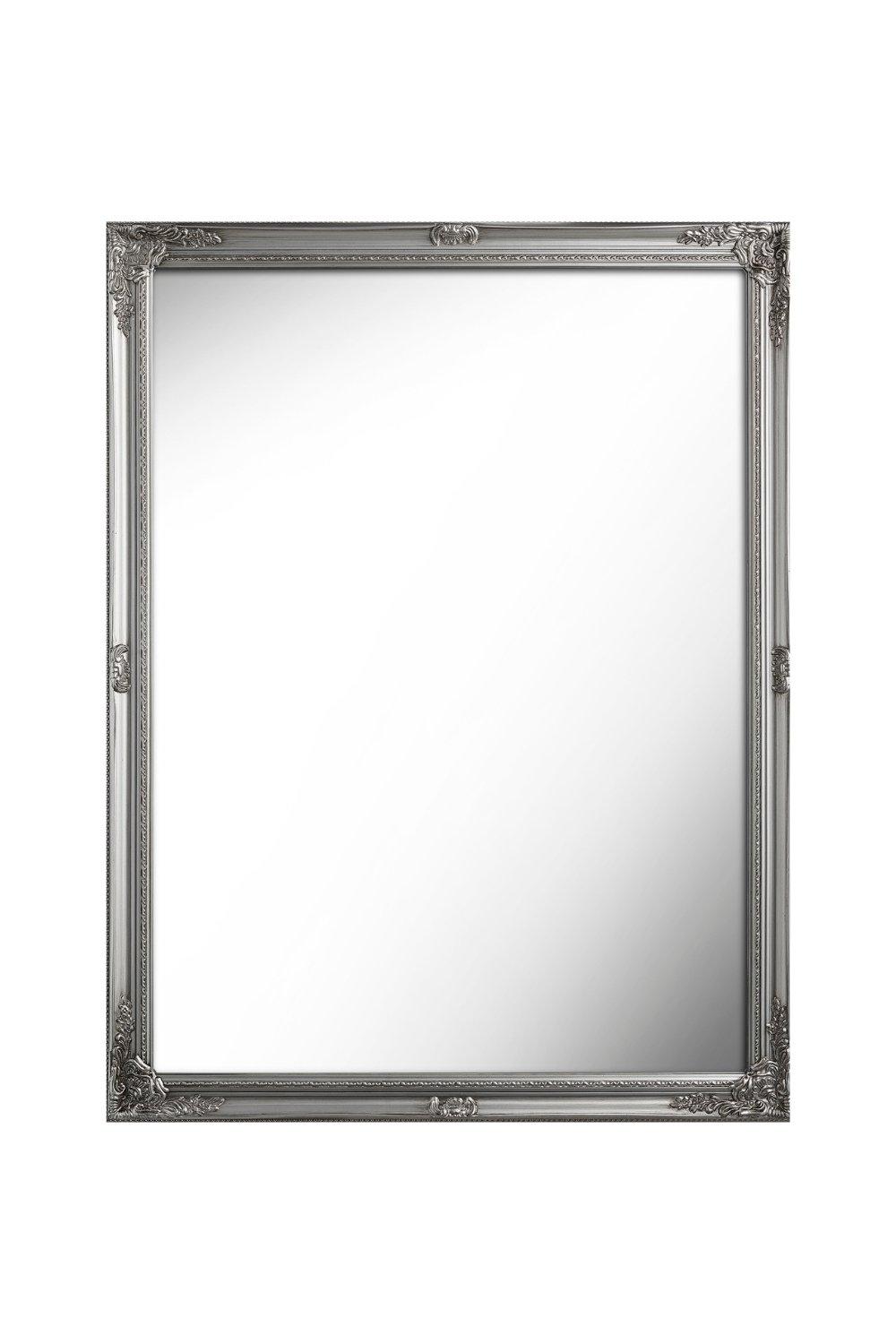 Ornate French-Design Rectangular Wall Mirror Silver 112 x 86cm