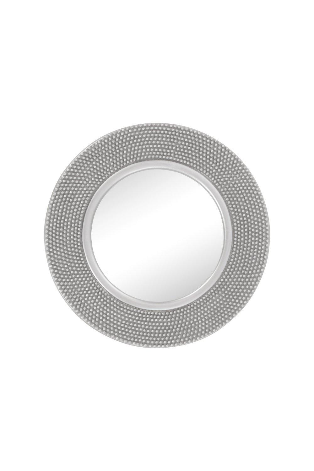Abraham Round Textured Decorative Silver Mirror 80 cm