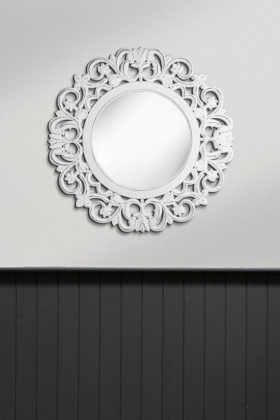 nielsen Caterham Embossed Round Wall Mirror 60 x 60cm White 2