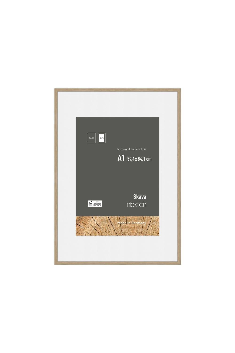 Skava A1 Wooden Picture Frame With A2 Mount & Glass Front