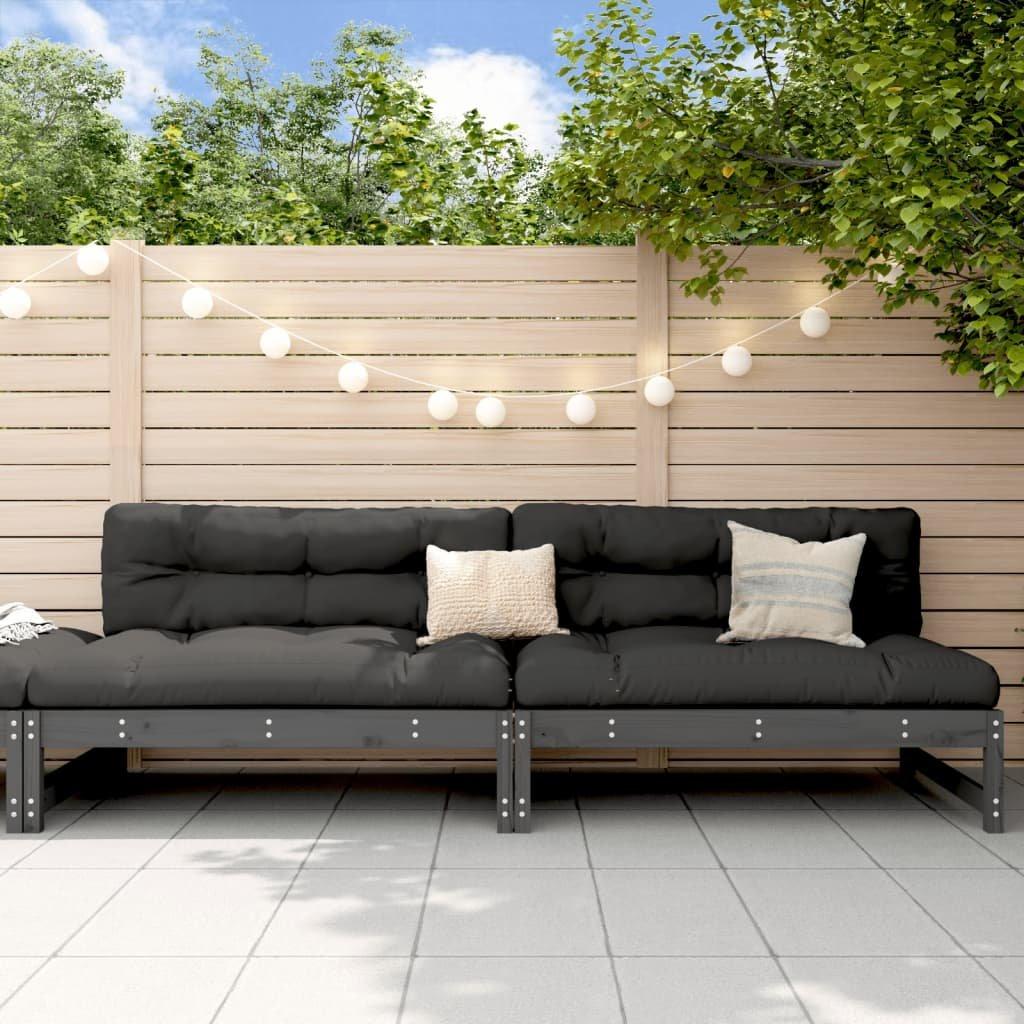 Garden Middle Sofas 2 pcs Grey 120x80 cm Solid Wood Pine