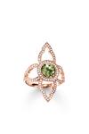 THOMAS SABO Jewellery Green Flower Rose Gold Plated Ring - TR2067-635-6-54 thumbnail 1