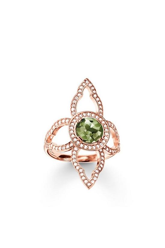 THOMAS SABO Jewellery Green Flower Rose Gold Plated Ring - TR2067-635-6-54 1