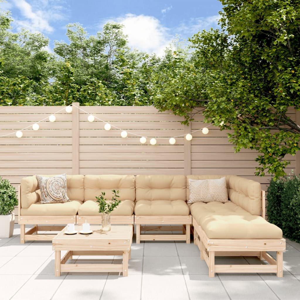 Save 60% 7 Piece Garden Lounge Set Solid Wood Pine
