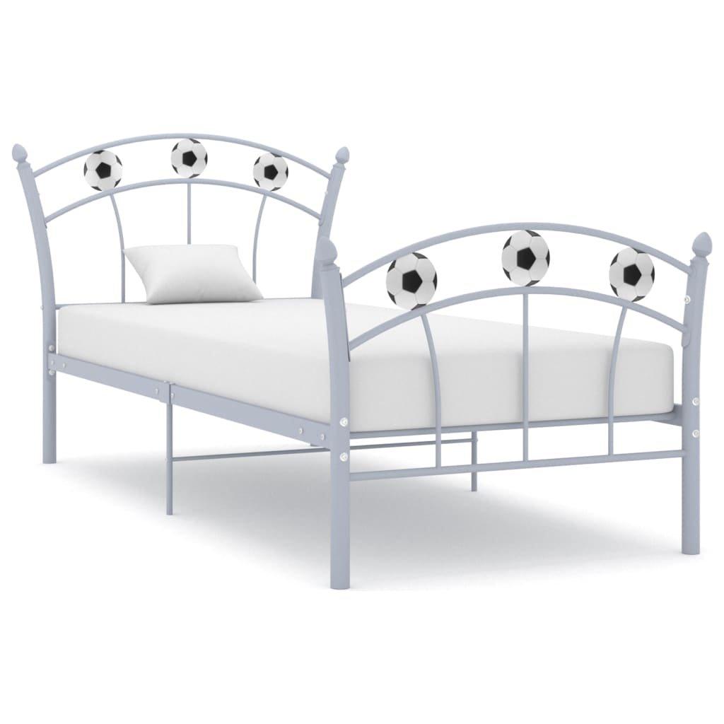 Bed Frame with Football Design Grey Metal 90x200 cm