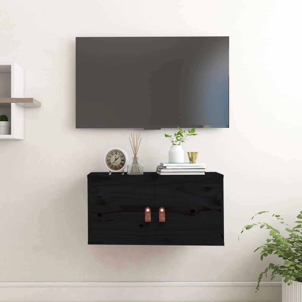 Wall Cabinet Black 60x30x30 cm Solid Wood Pine