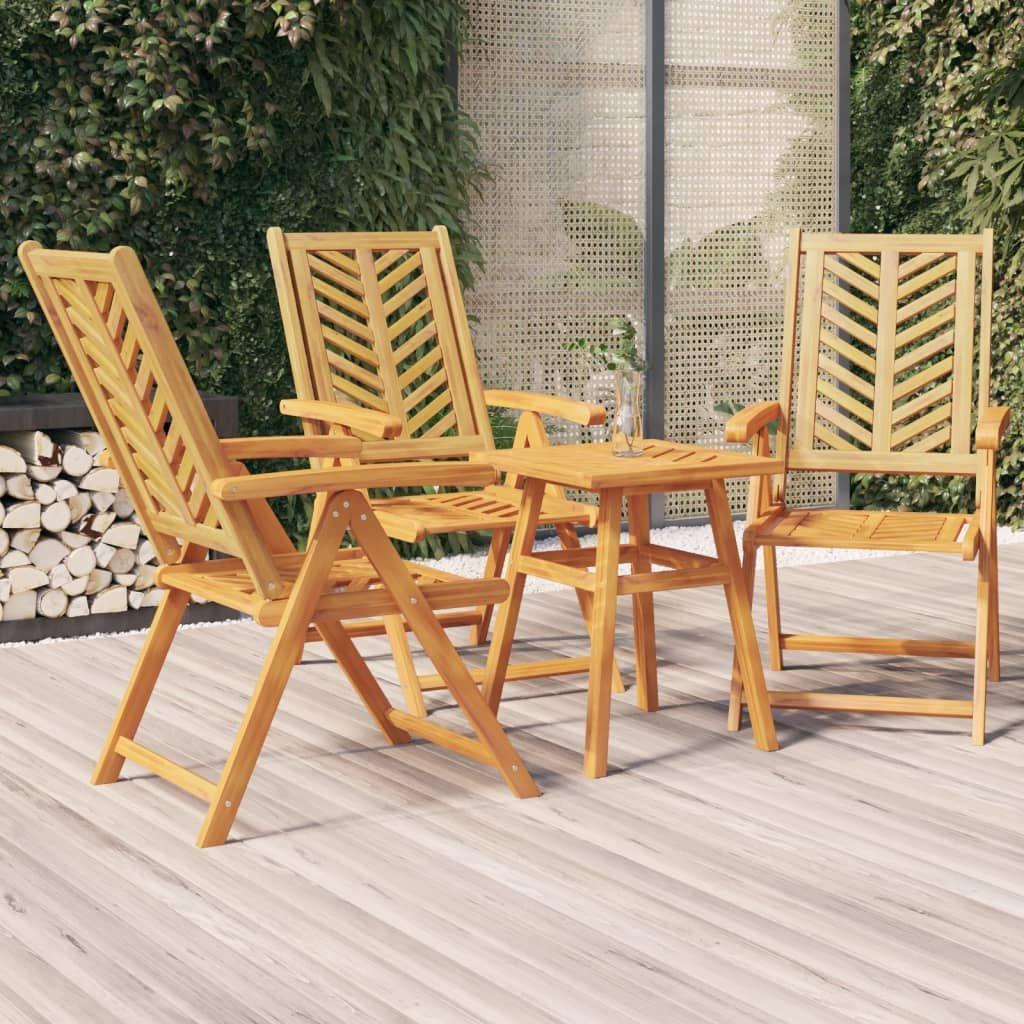 Reclining Garden Chairs 3 pcs Solid Wood Acacia