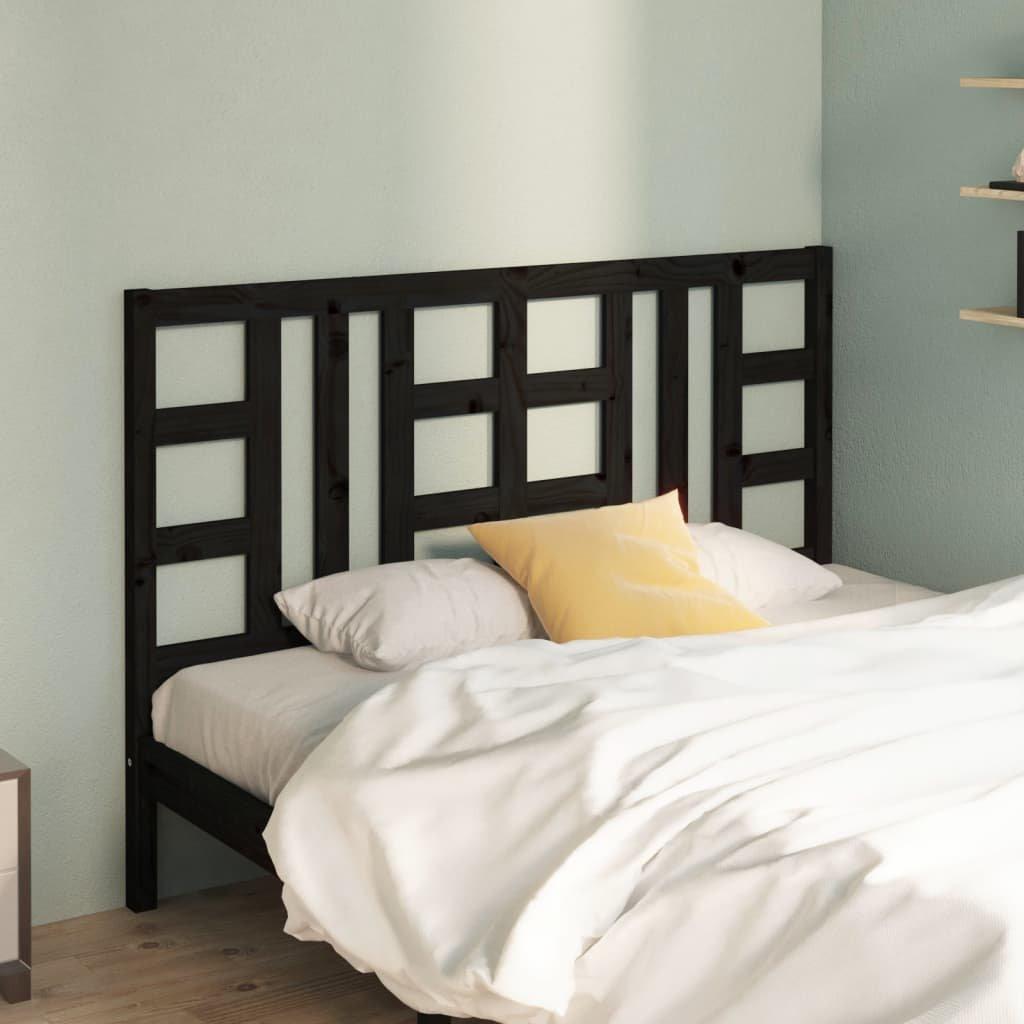 Bed Headboard Black 146x4x100 cm Solid Wood Pine