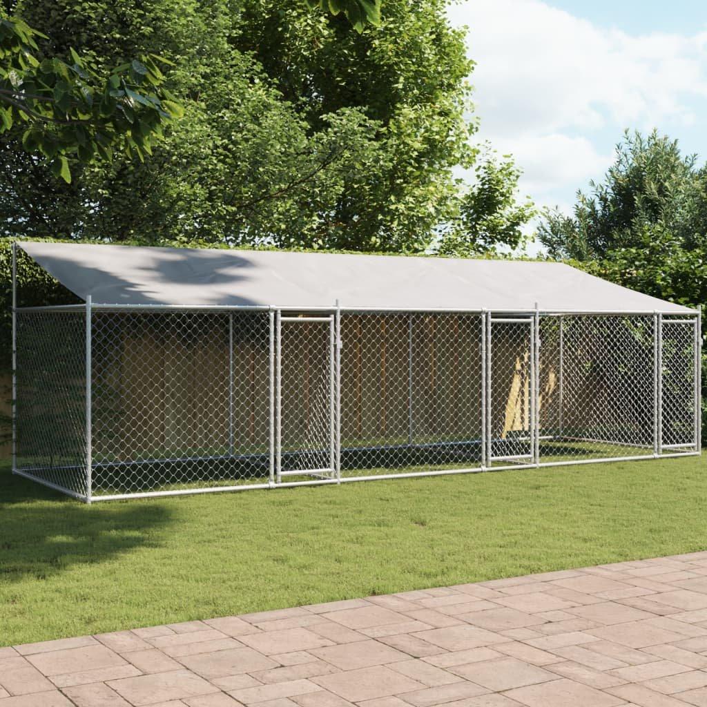 Dog Cage with Roof and Doors Grey 6x2x2 m Galvanised Steel