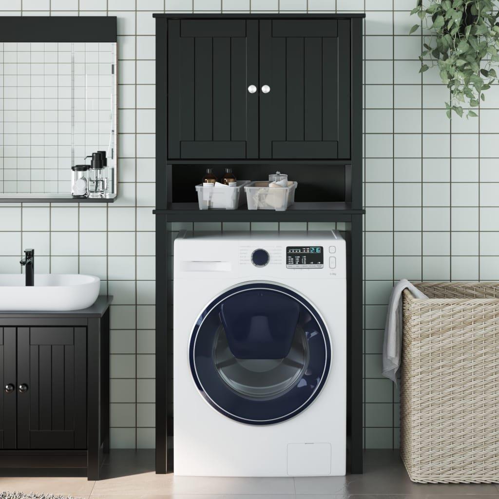 Washing Machine Cabinet BERG Black 76x27x164.5 cm Solid Wood