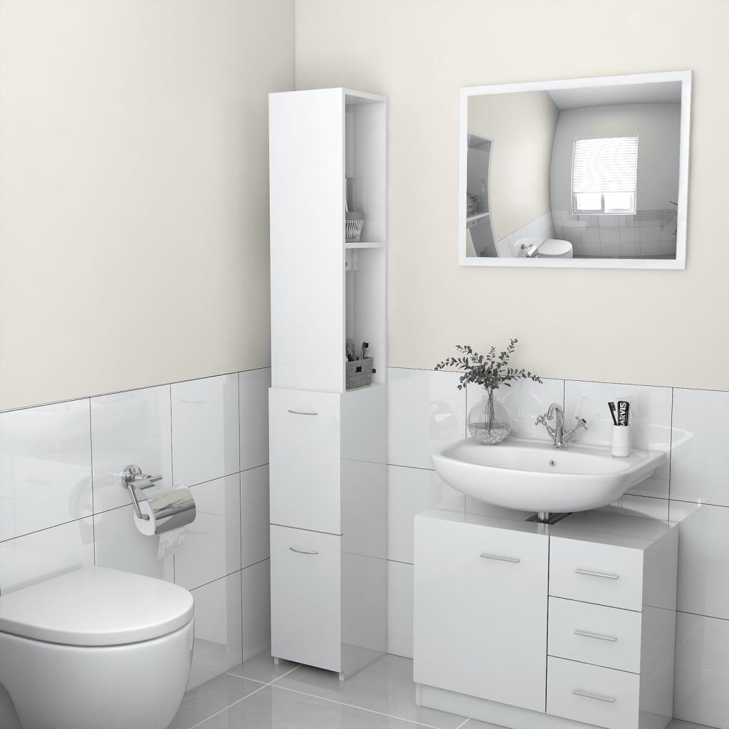 Bathroom Cabinet High Gloss White 25x26.5x170 cm Engineered Wood