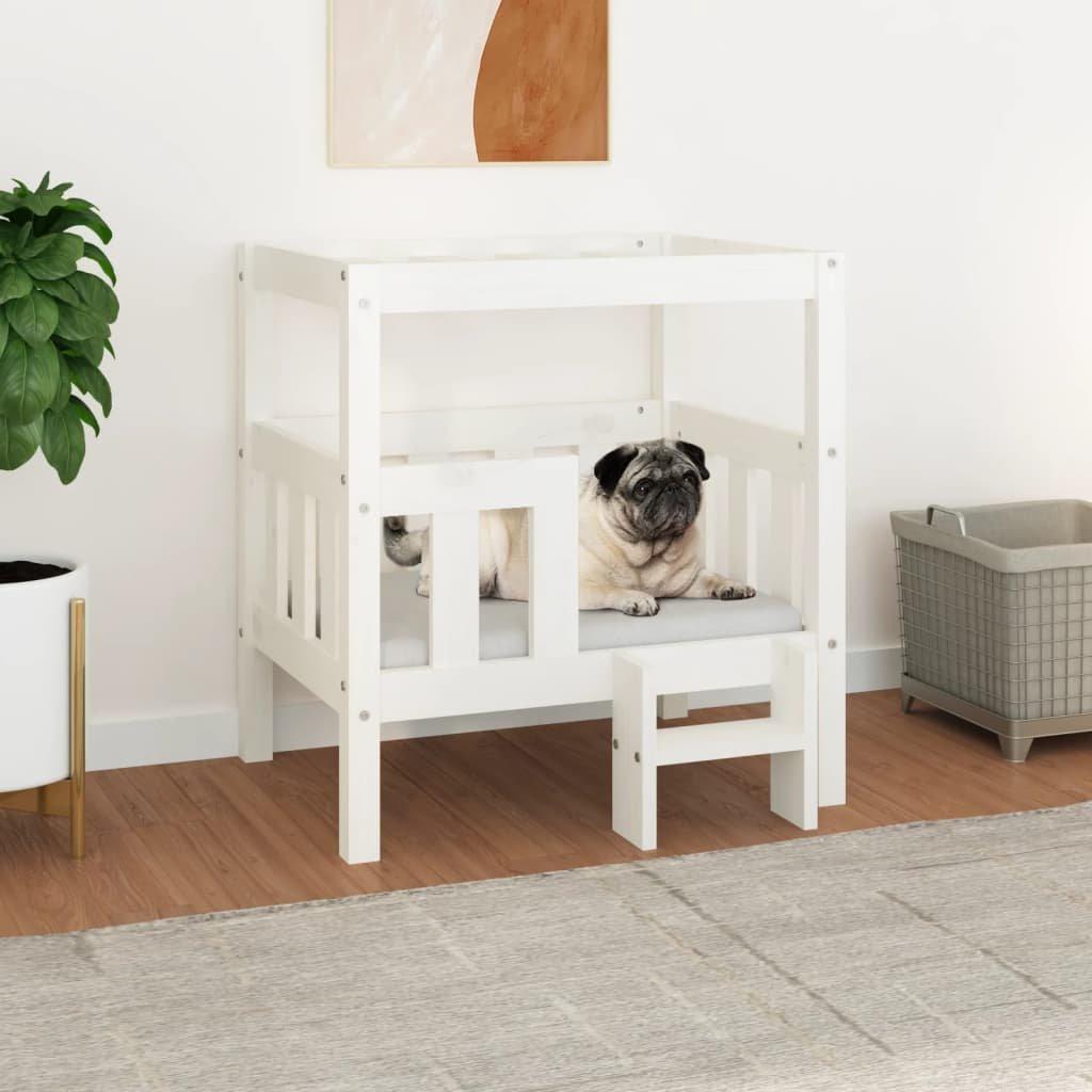 Dog Bed White 65.5x43x70 cm Solid Wood Pine