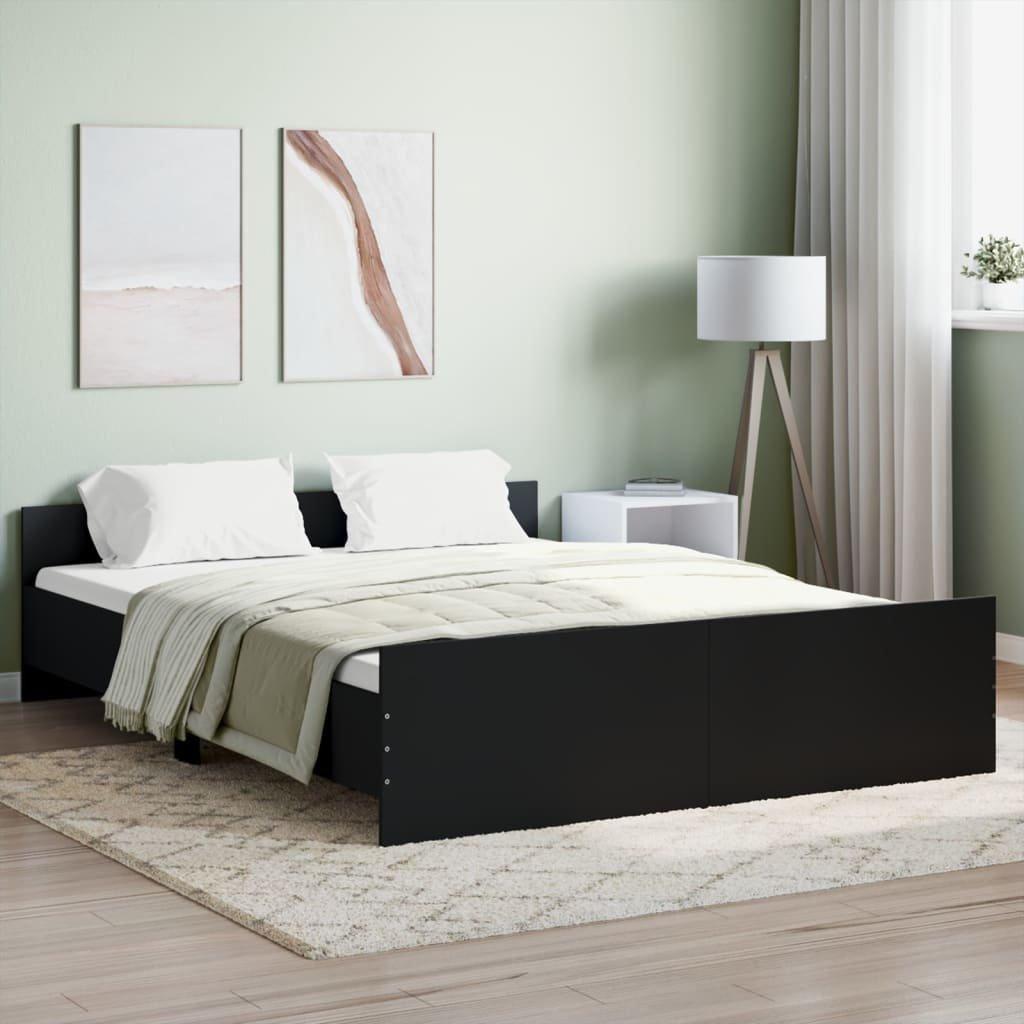 Bed Frame with Headboard and Footboard Black 160x200 cm
