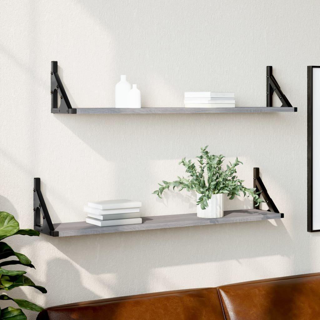 Wall Shelves 2 pcs Grey Sonoma 80x15x15.5 cm Engineered wood