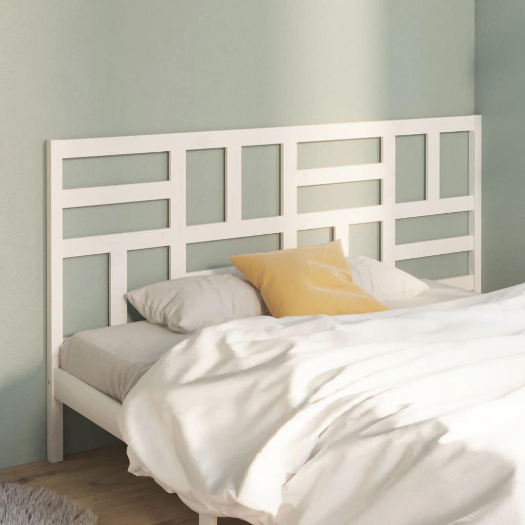 Bed Headboard White 206x4x104 cm Solid Wood Pine