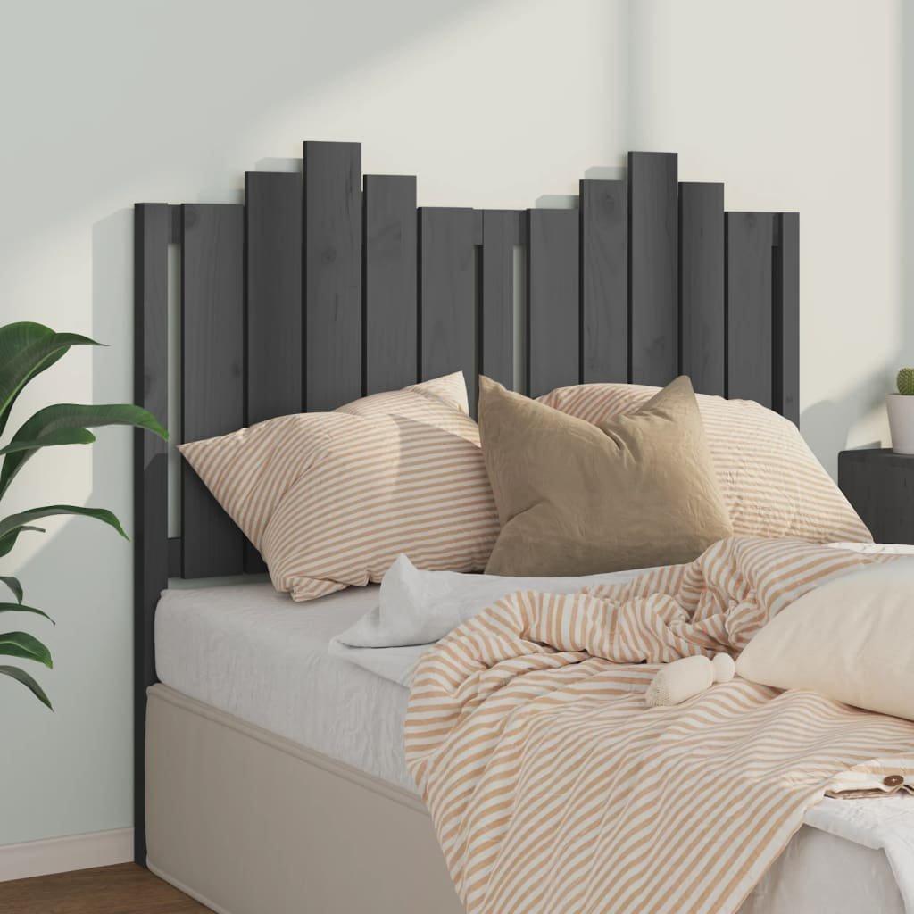Bed Headboard Grey 126x4x110 cm Solid Wood Pine