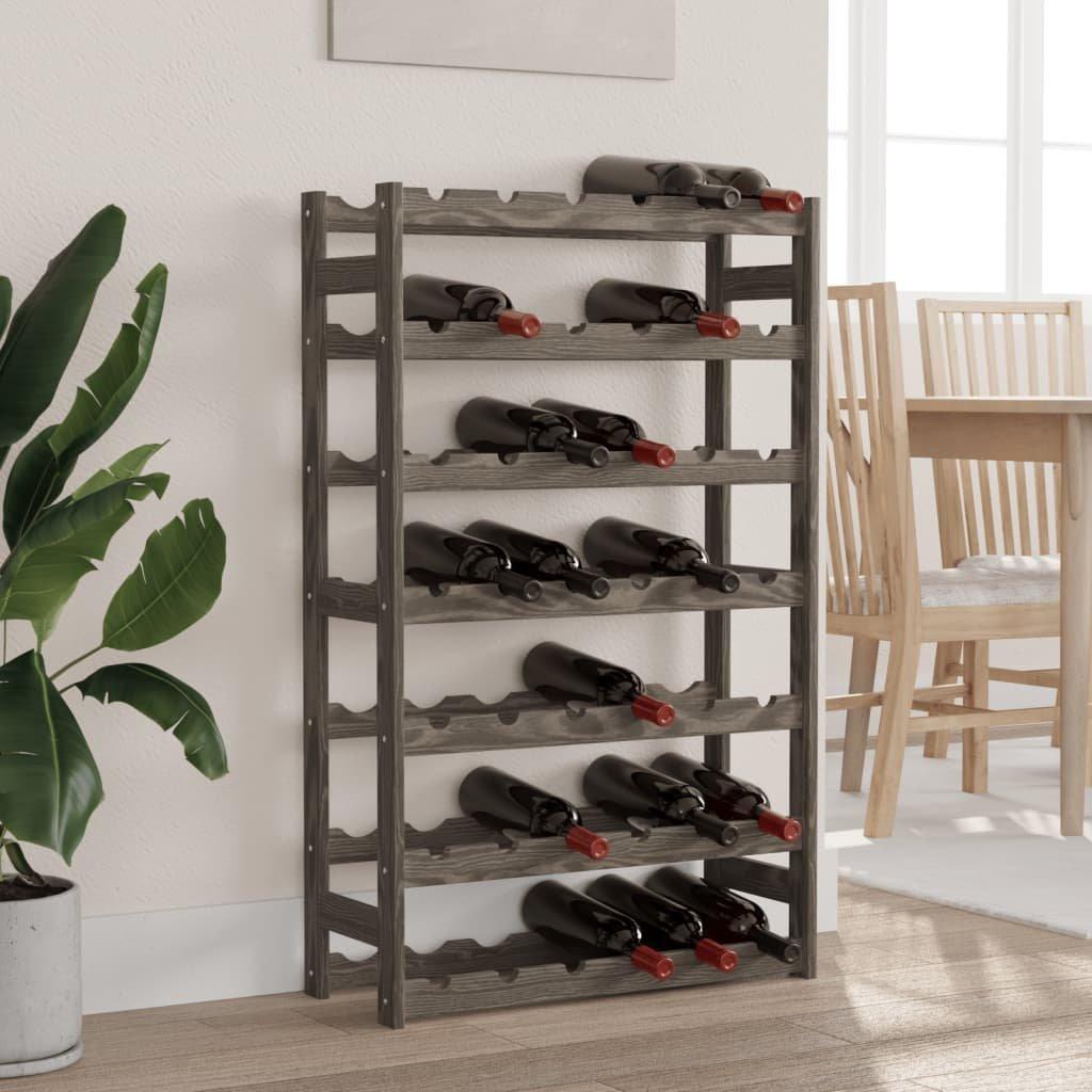 Wine Rack for 42 Bottles Grey Solid Wood Pine