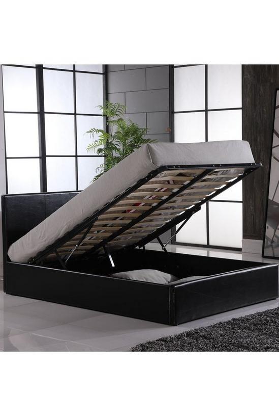 Modernique Ottoman Double Storage Bed Faux Leather with Gas Lift Up Base 4