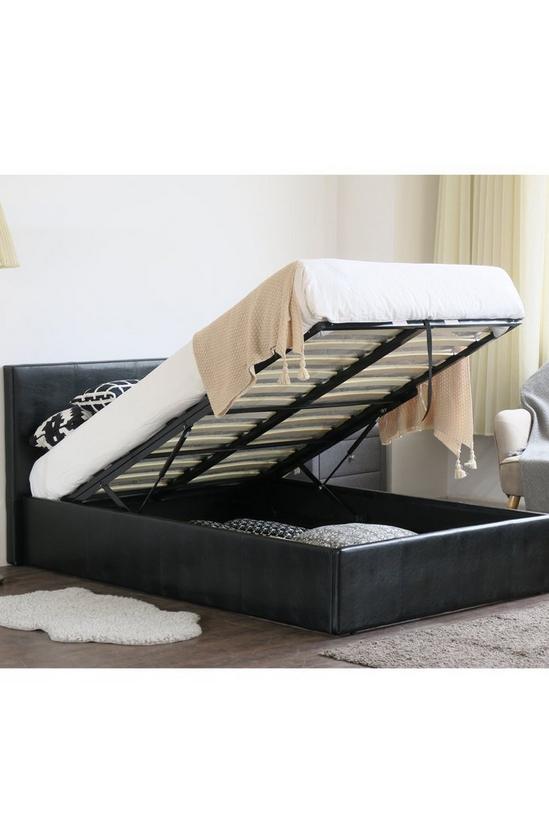 Modernique Ottoman Double Storage Bed Faux Leather with Gas Lift Up Base 3
