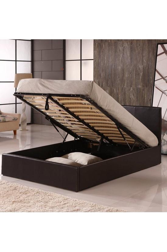 Modernique Ottoman Double Storage Bed Faux Leather with Gas Lift Up Base 1