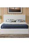 Modernique Leather Ottoman Storage Bed with Wooden Slatted Gas Liftup Base. thumbnail 2