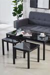 Modernique Gloss Finish MDF Marble Effect Top Coffee Table With x2 Side Tables Set thumbnail 1