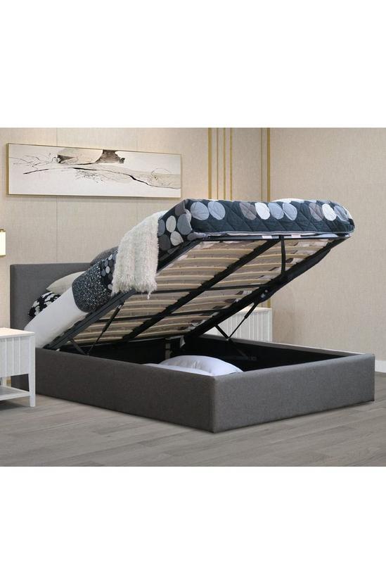 Modernique Fabric Ottoman Storage Bed with High Headboard, Gas Lift Up Base 3