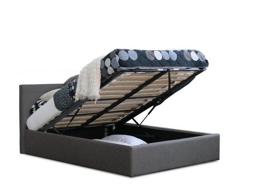 Modernique Fabric Ottoman Storage Bed with High Headboard, Gas Lift Up Base 3