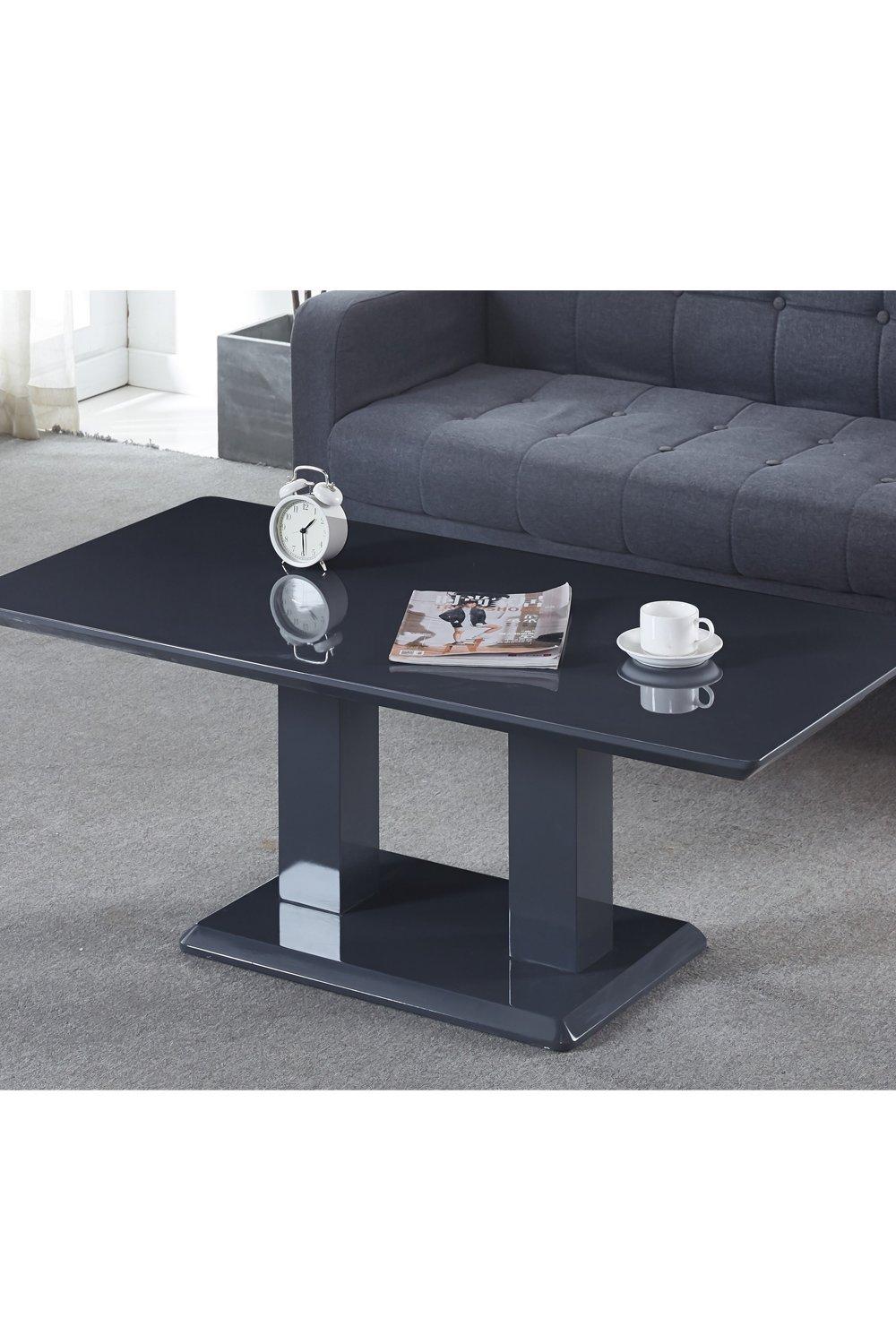 MDF Gloss Finish Coffee Table With Pedestal Stand