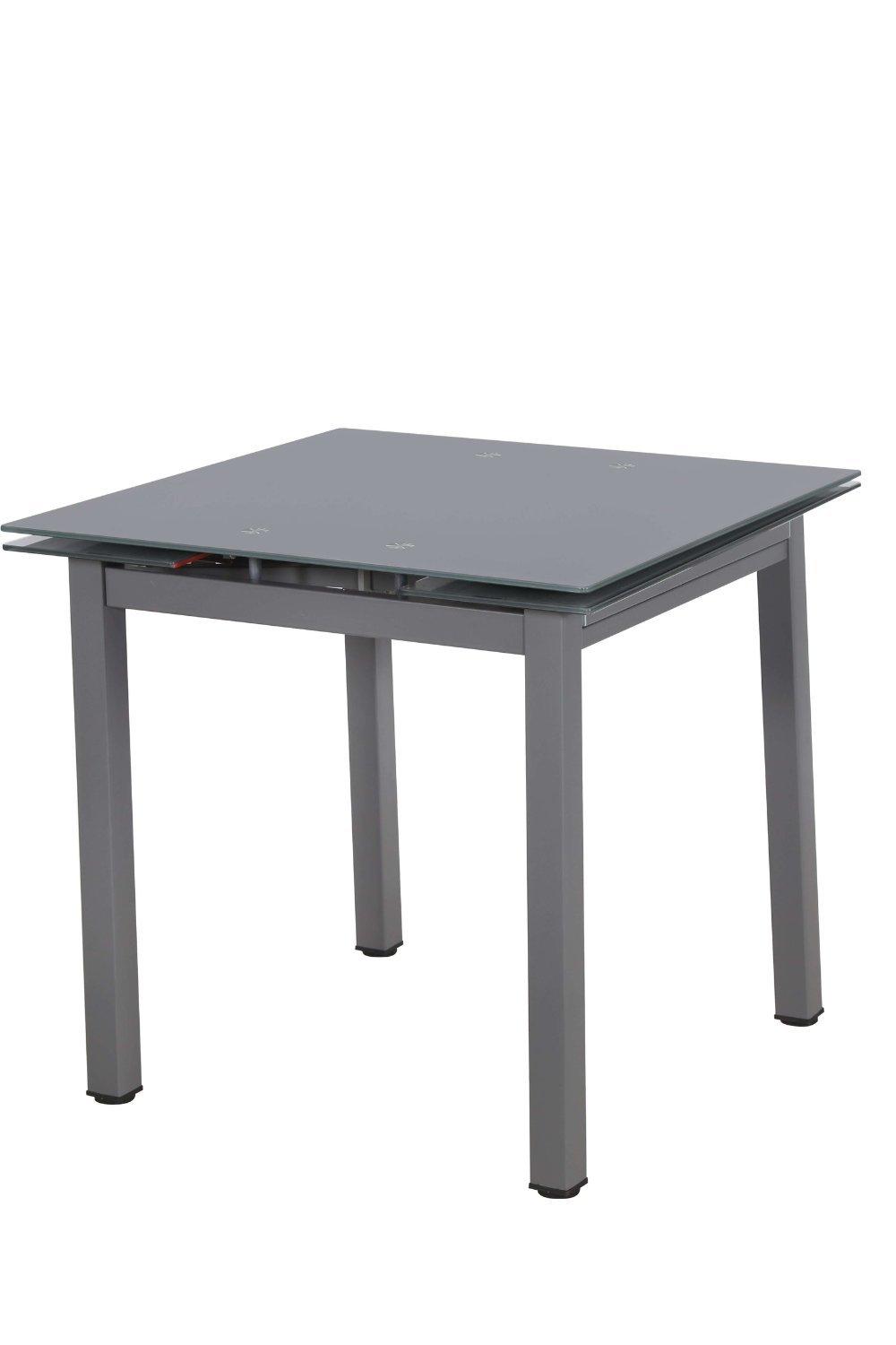 Tempered Glass Extending Small Dining Table 80 cm to 130 cm