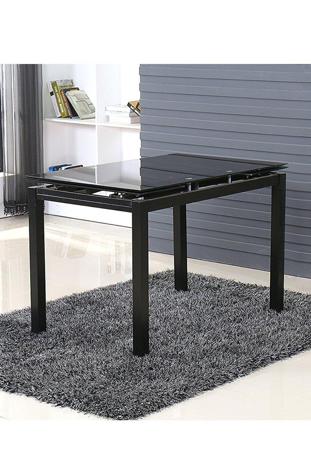 Tempered Glass Extending Large Dining Table 110 cm to 170 cm