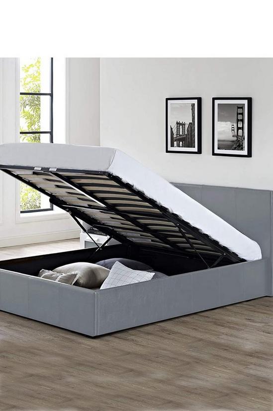 Modernique Faux Leather Ottoman Storage Bed, End Gas Lift Up Beds 1