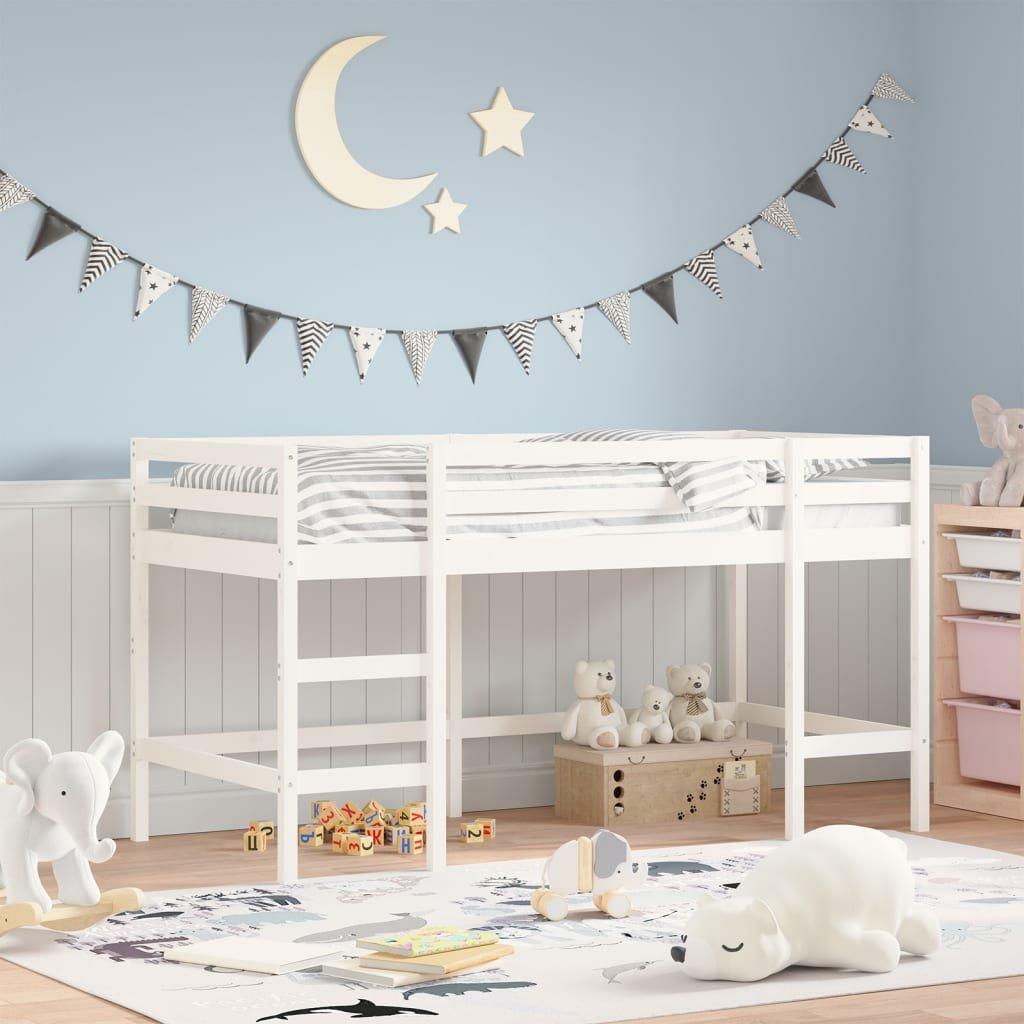 Kids' Loft Bed with Ladder White 90x190 cm Solid Wood Pine