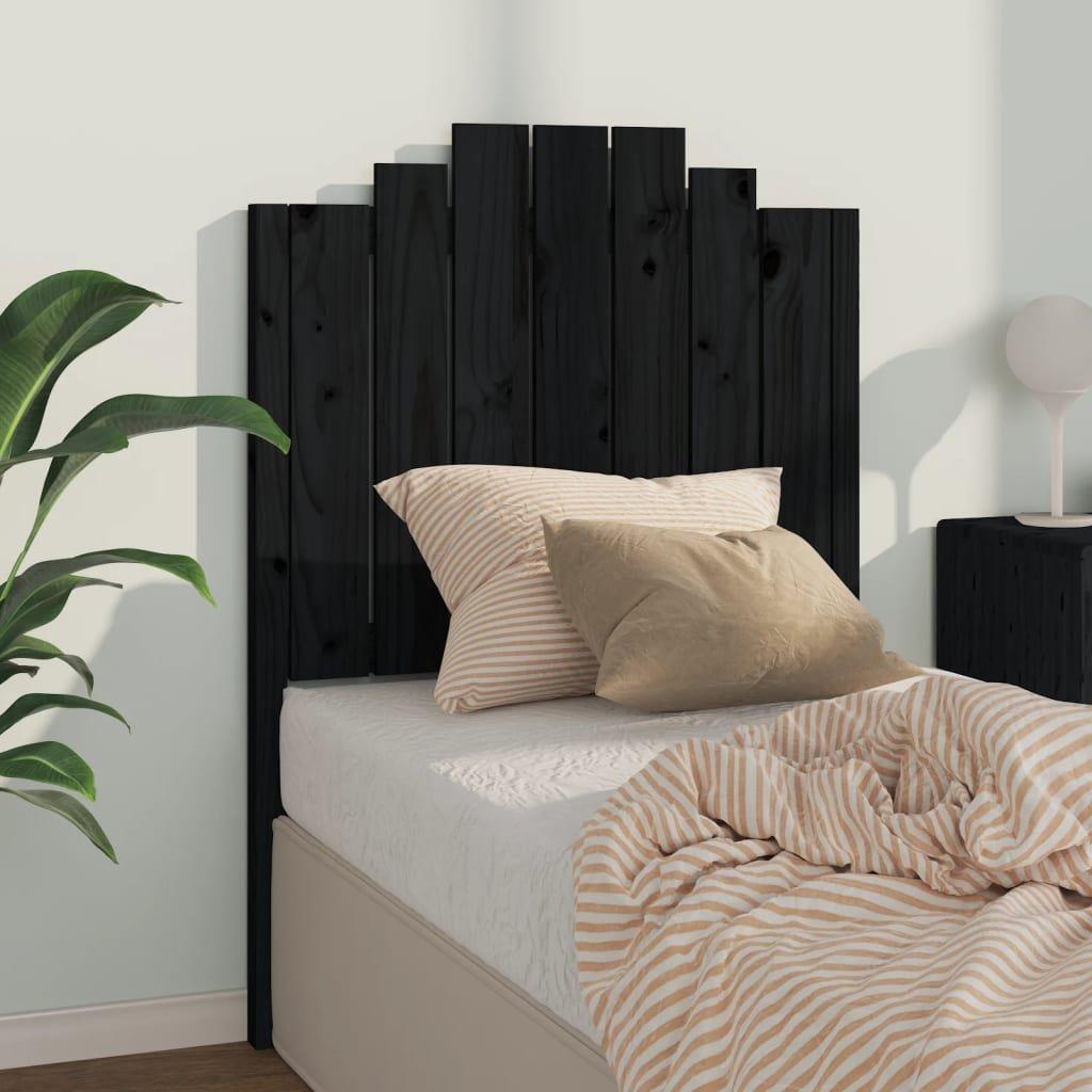 Bed Headboard Black 81x4x110 cm Solid Wood Pine