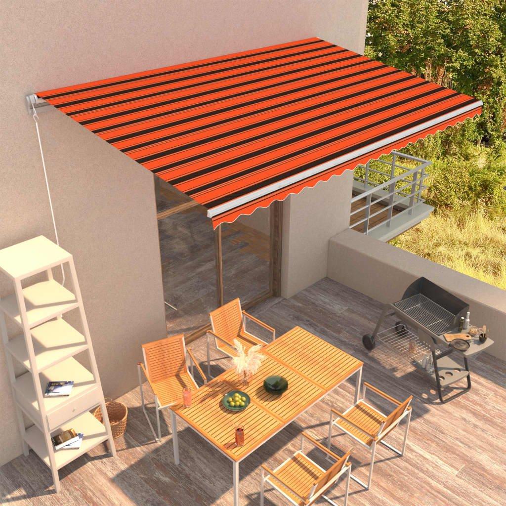 Manual Retractable Awning 500x300 cm Orange and Brown