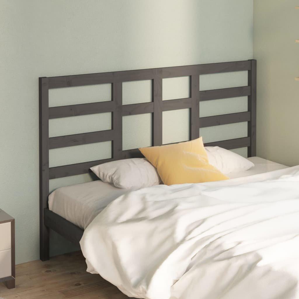 Bed Headboard Grey 126x4x104 cm Solid Wood Pine