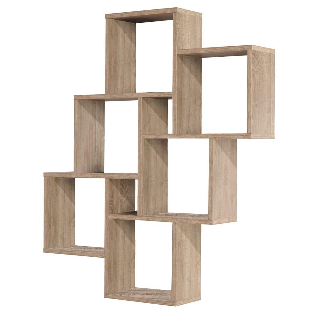 FMD Wall-mounted Shelf with 8 Compartments Oak