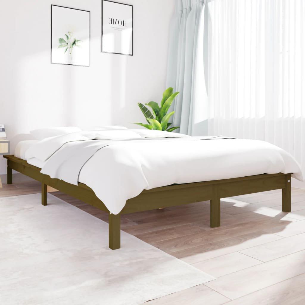 Bed Frame Honey Brown 120x190 cm Small Double Solid Wood Pine