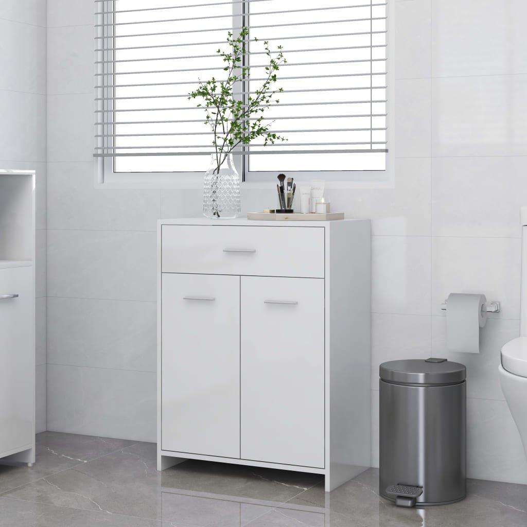 Bathroom Cabinet High Gloss White 60x33x80 cm Engineered Wood