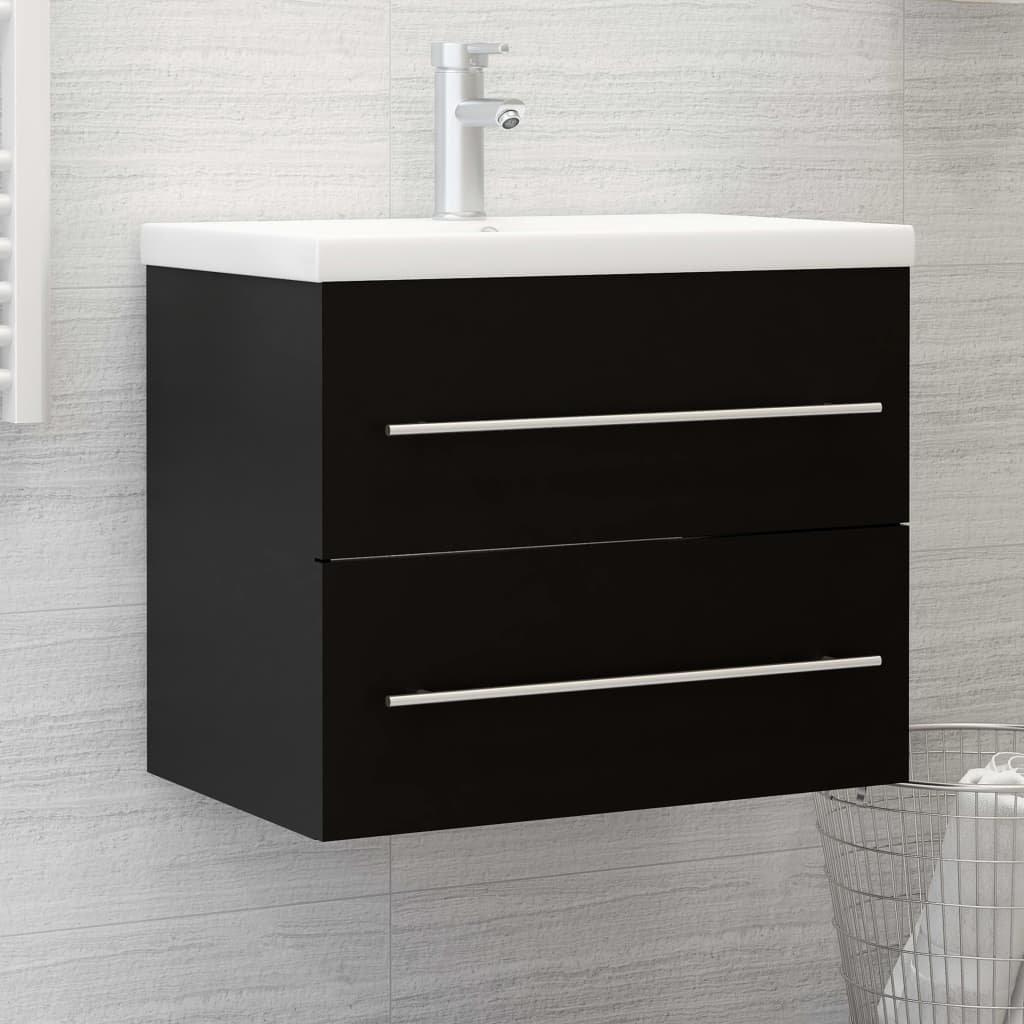 Sink Cabinet Black 60x38.5x48 cm Engineered Wood