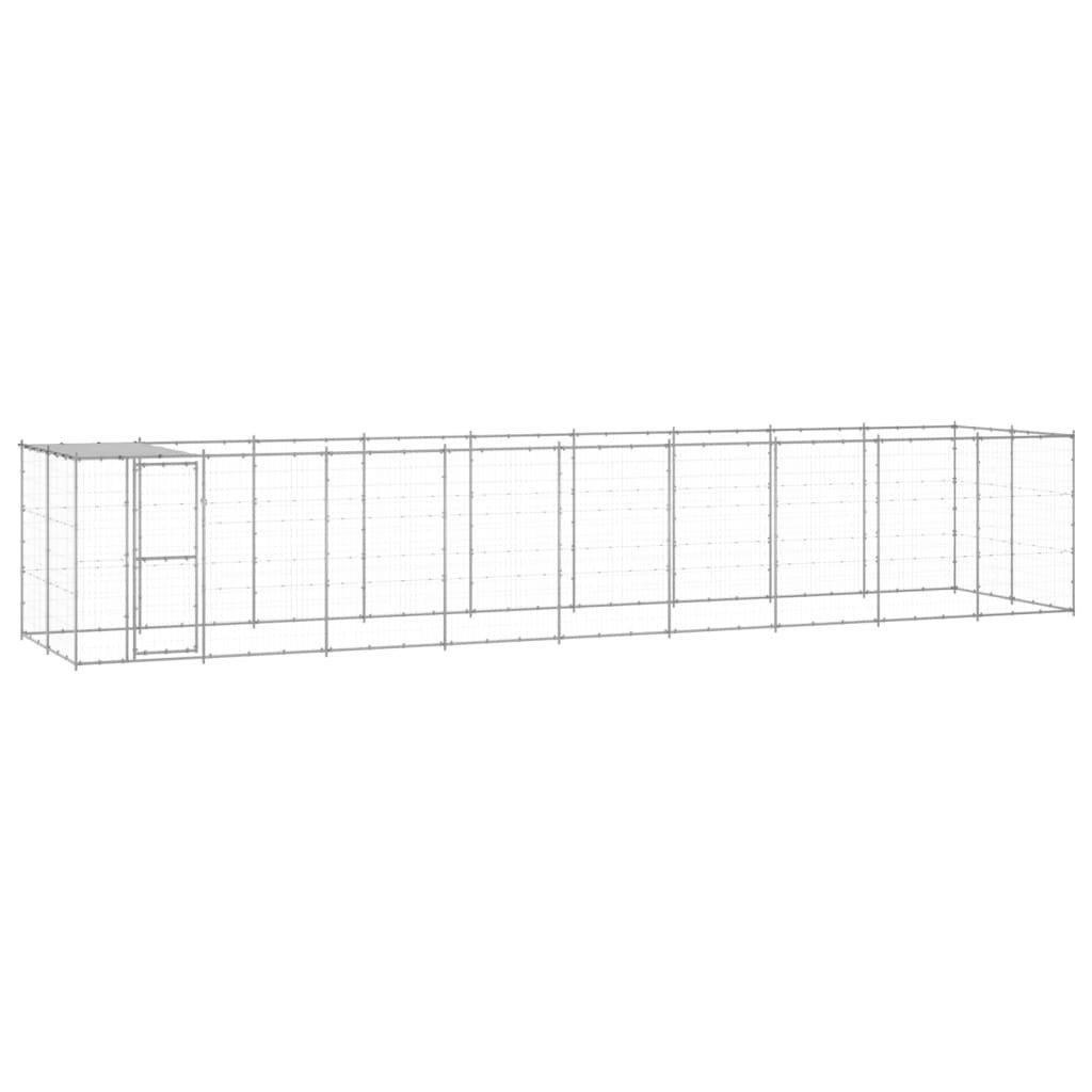 Outdoor Dog Kennel Galvanised Steel with Roof 21.78 mA2