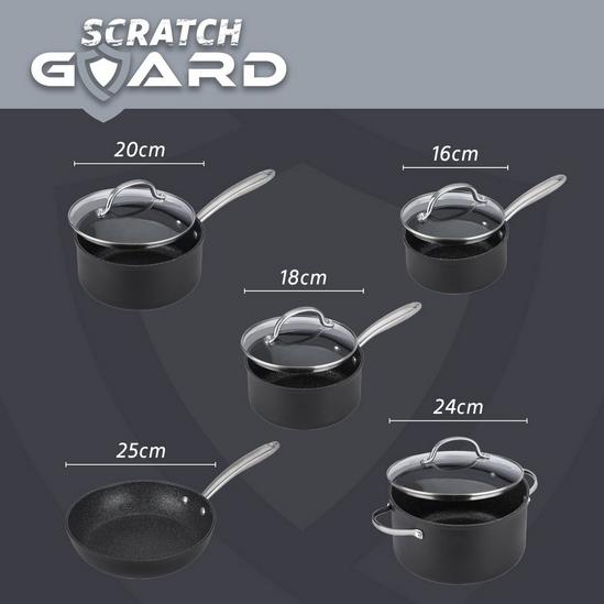 Prestige Scratch Guard Cookware Set Non Stick 5 Piece, Induction Suitable, Dishwasher Safe, Glass Lids Included 6