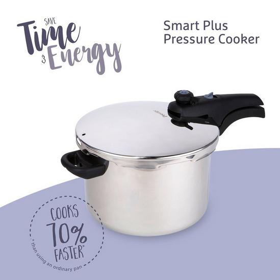 Prestige Smart Plus Induction Pressure Cooker Stainless Steel 6L, Cooks 70% Faster 1