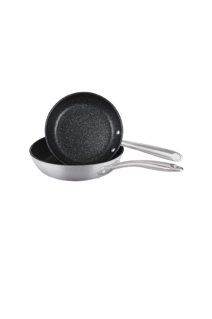 Scratch Guard Stainless Steel Non Stick Frying Pan Set, 25 and 29cm, Induction Suitable