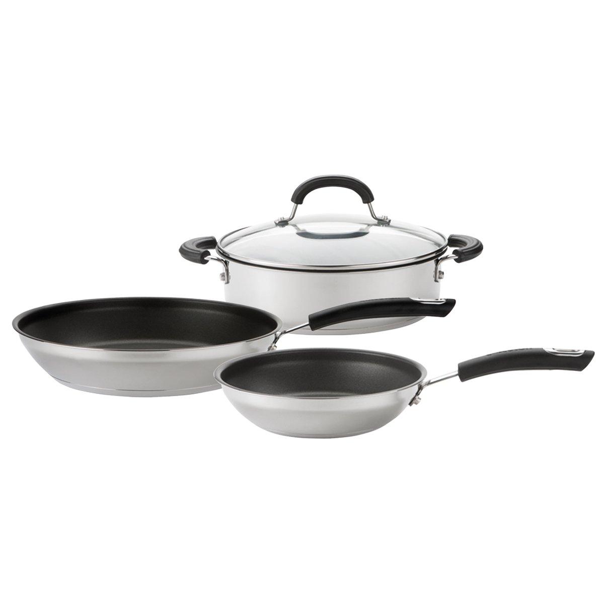 Total Skillet and Casserole Dish Set in Stainless Steel - Pack of 3