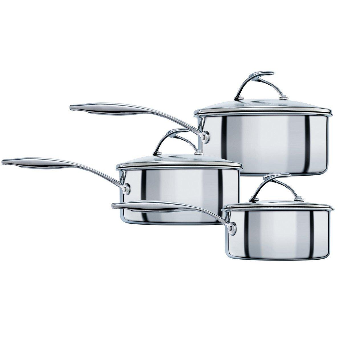 Saucepan Set Stainless Steel - Durable Non Stick Cookware - Pack of 3