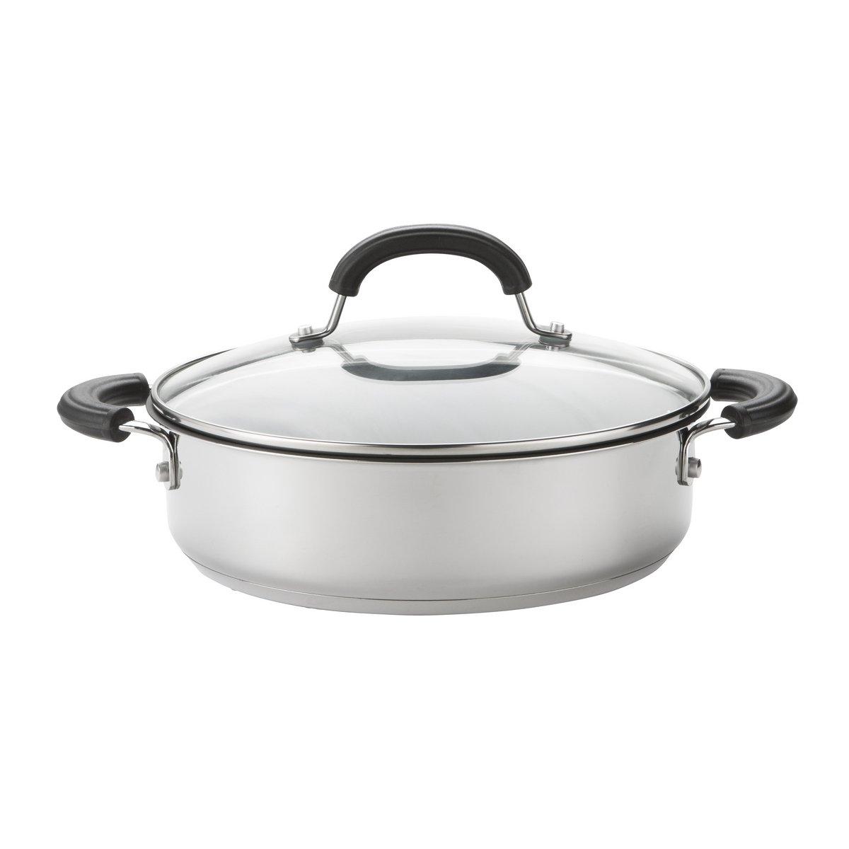 Black 'Total' Round Stainless Steel Non Stick Sauteuse - 30 cm